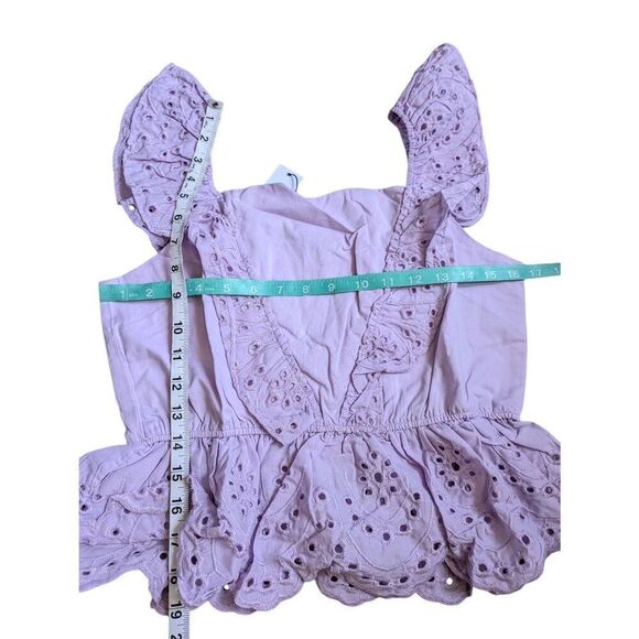 Koko + Mason eyelet lilac ruffle peplum top Medium - Picture 5 of 6
